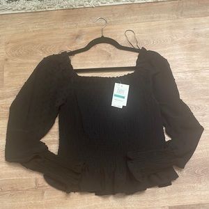 Black Smocked Top
